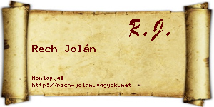 Rech Jolán névjegykártya